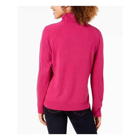 KAREN SCOTT Womens Pink Ribbed Long Sleeve Turtle Neck Sweater Petites PM - Picture 2 of 2
